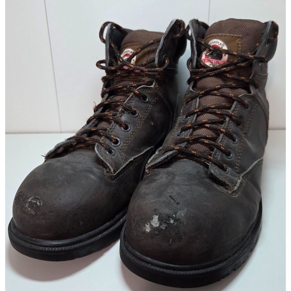 Brahma Steel Toe Work Boots Mens 9 Brown Leather Lace Up Heavy Duty